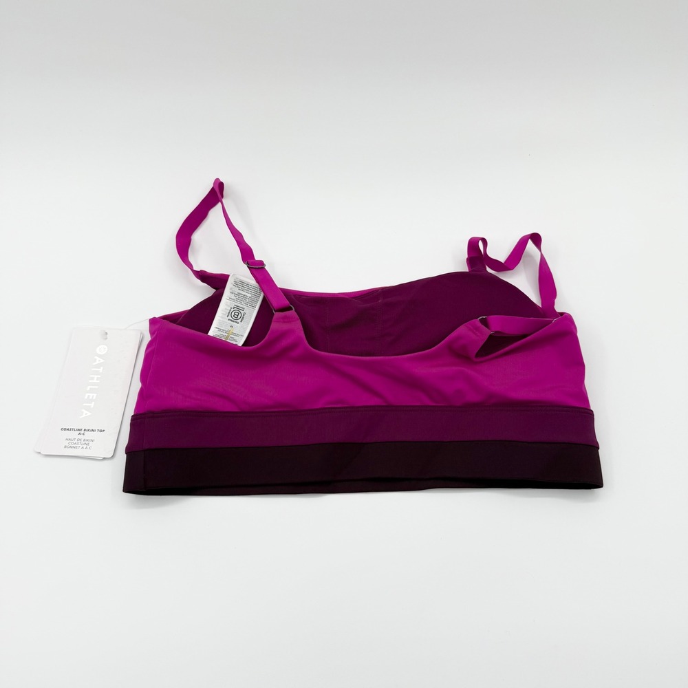 Athleta Coastline Bikini Top Magenta Colorblock Longline Swimwear M A-C 988607 - Picture 2 of 8
